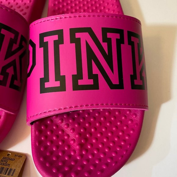 VS Pink S 5-6 Pink Black Logo Slides - Picture 2 of 8